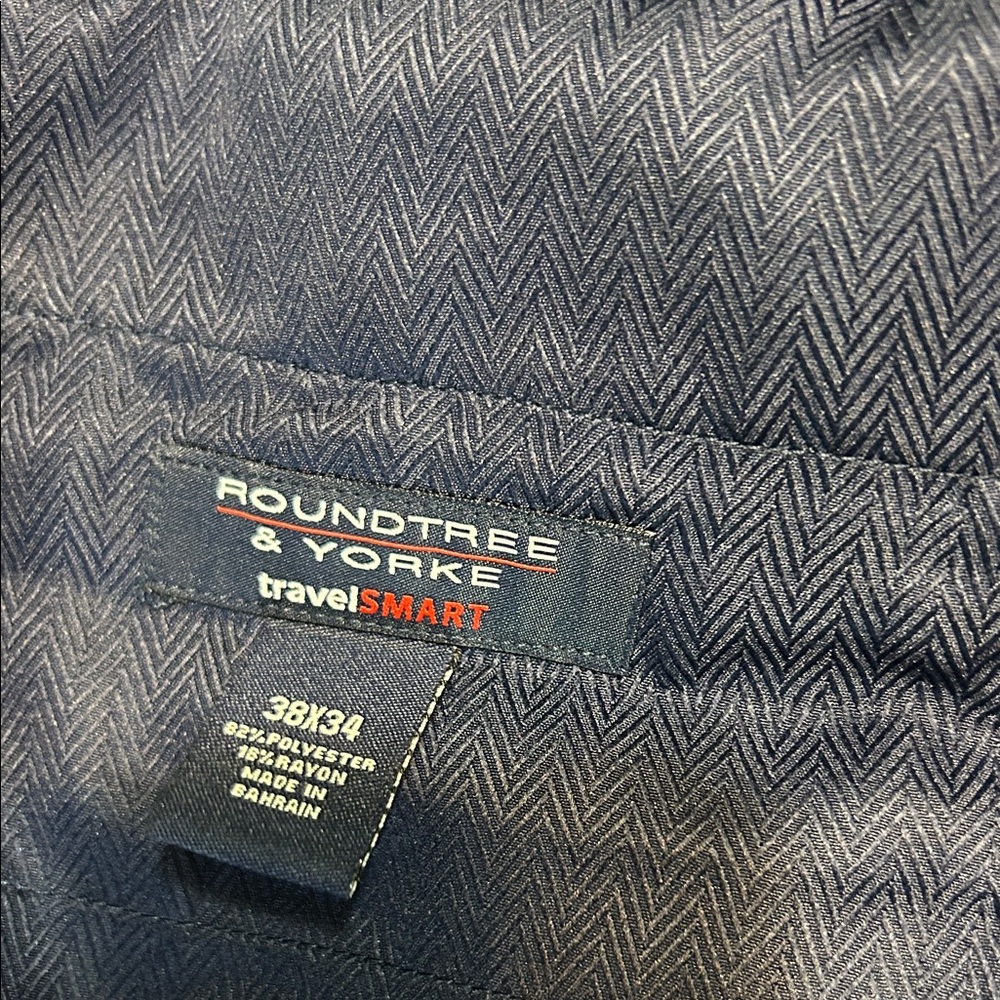 Roundtree & Yorke Navy Herringbone Travel Suit pants